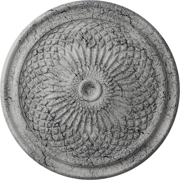 Ekena Millwork 22 in. x 1-3/4 in. Trinity Urethane Ceiling Medallion (Fits Canopies upto 3 in.), Ultra Pure White Crackle
