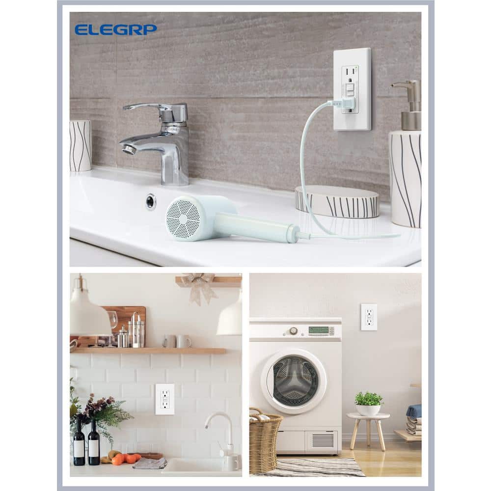 White 15 Amp Tamper Resistant GFCI Outlet with LED Indicator and Wall Plate