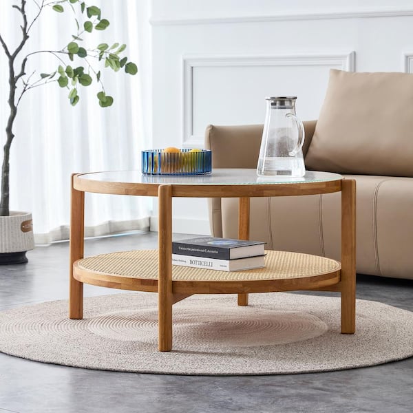 Laura Modern Classic Natural Oak Wood Round Edge Oval Coffee Table