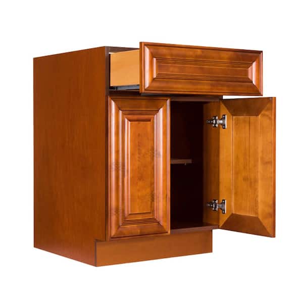 LIFEART CABINETRY Cambridge Assembled 24x34.5x24 in. Base Cabinet with 2 Doors and 1 Drawer in Chestnut