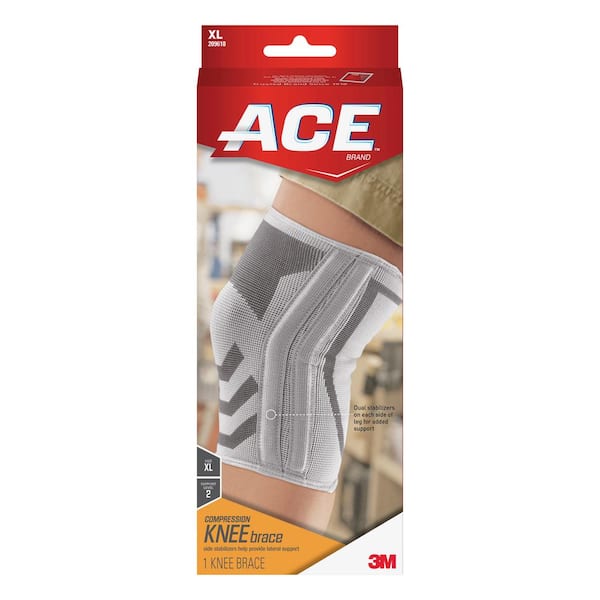 Ace Extra-Large Compression Knee Brace with side stabilizers in White