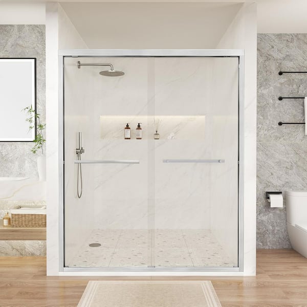 Peorsily 56-60 in. W x 76 in. H Frameless Sliding Shower Door in