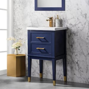 Clara 20 in. W x 15.7 in. D Bath Vanity in Blue with Porcelain Vanity Top in White with White Basin