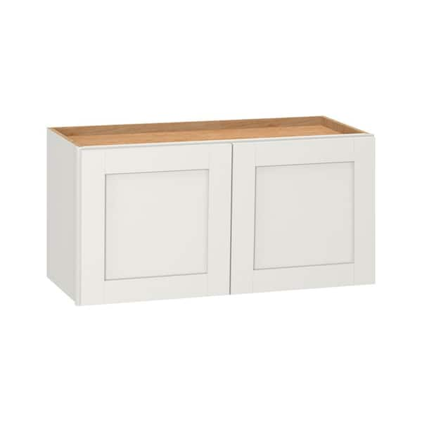 Hampton Bay Westfield Feather White Shaker Stock Assembled Wall Kitchen Bridge Cabinet (12 in. D x 30 in. W x 14 in. H)