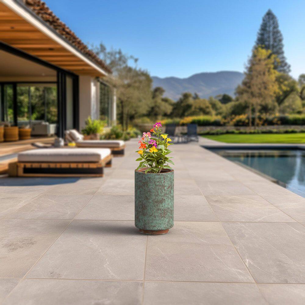 10 in. Medium Muted Teal (Enhanced Interior) Concrete Round Planter / Pot with Drainage Holes price history on PriceWatchPro