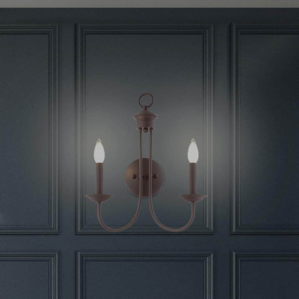 Estate Elegant Bronze 2-Light Wall Sconce with Steel Finish