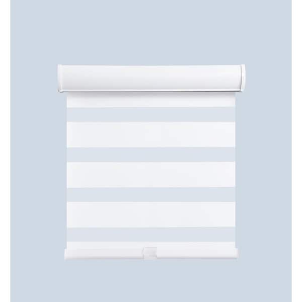 Harper Lane Pre-Cut White Cordless Light Filtering Layered Roller Shade 32 in. W x 72 in. L