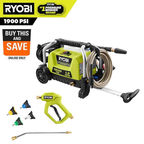 1900 PSI 1.2 GPM Cold Water Wheeled Corded Electric Pressure Washer with Automotive Accessory Kit