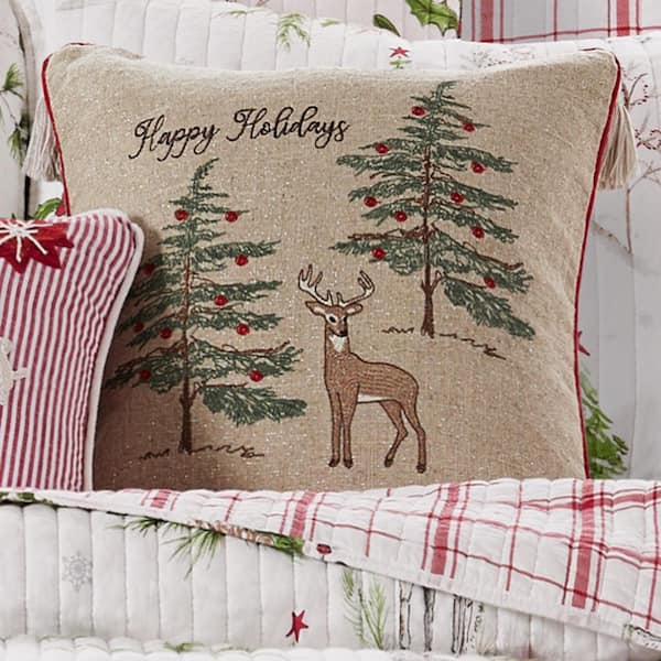 Woodland Deer Christmas Pillow | Little Birdie