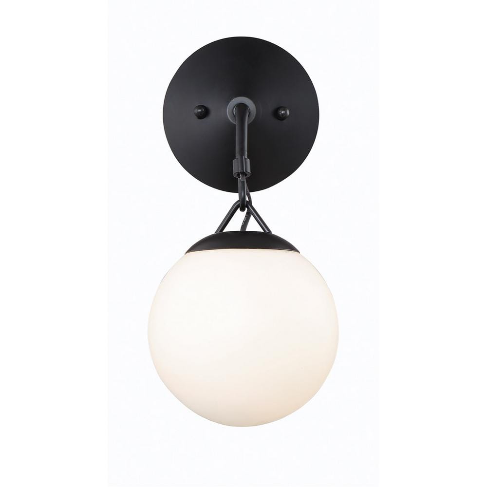 Flat Black Steel Round Shade Wall Sconce
