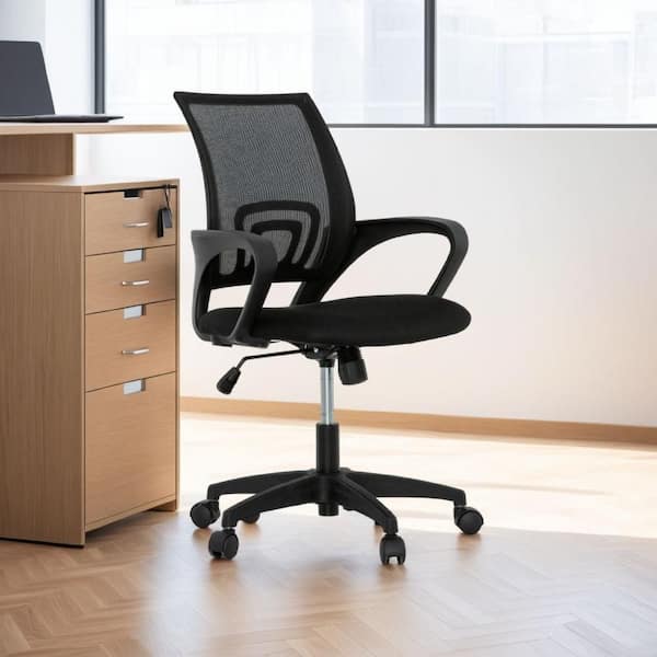 Sely Mesh Fabric Seat Rolling Office Chair in Black with Adjustable Height