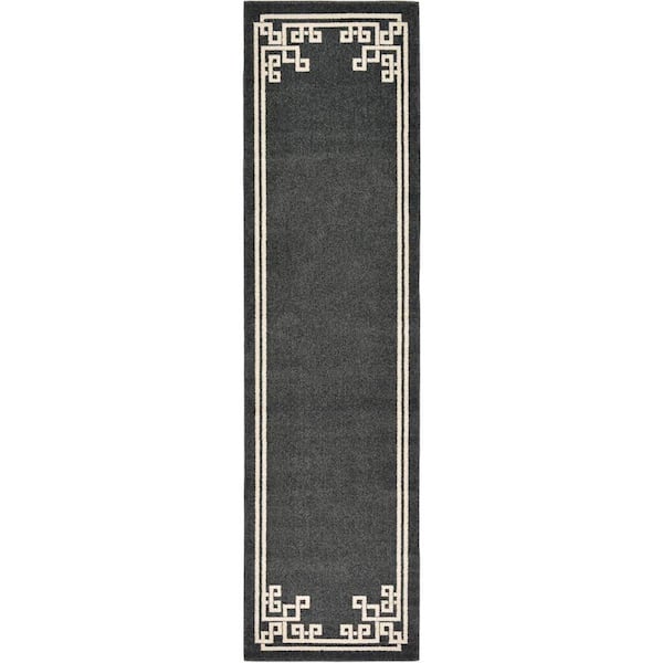 Athens Geometric Black 2' 7 x 10' 0 Runner Rug