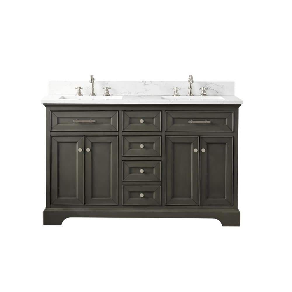 Thompson 54" Silver Gray Double Sink Freestanding Vanity