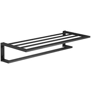 24 in. Bathroom Towel Rack for Bathroom Bathroom Towel Holder with 2 Towel Bars Wall Mount Holder in Matte Black