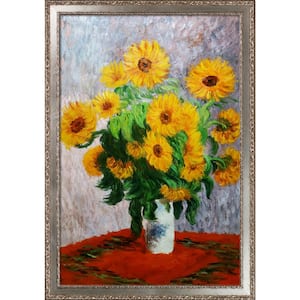 Sunflowers by Claude Monet Versailles Silver Salon Framed Abstract Oil Painting Art Print 28 in. x 40 in.