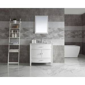 Dacosti 36 in. W x 22 in. D Vanity in White with Marble Vanity Top in White with White Sink