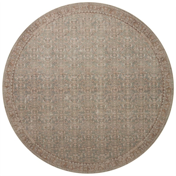 Aubrey 5 ft. x 5 ft. Sage / Bark Round Traditional Area Rug
