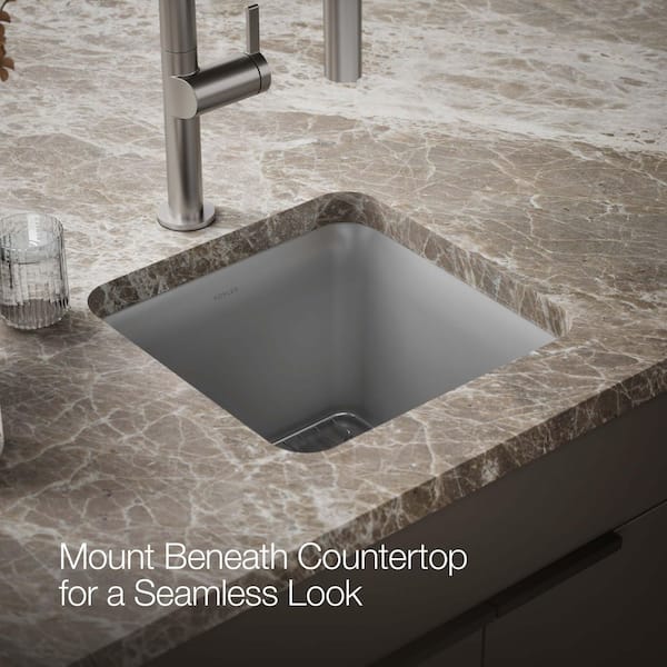KOHLER Cairn Matte Gray Granite Composite 14 in. Undermount Bar
