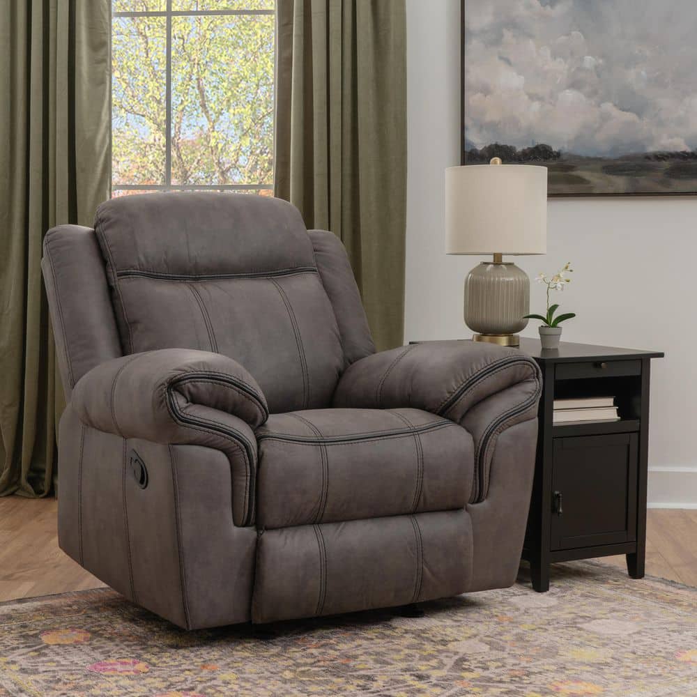Linon Linon Home Decor Ganni Manual Reclining Stone Gray Faux Leather ...