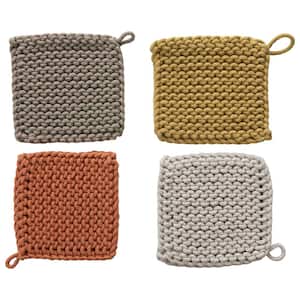 Square Crocheted Cotton Pot Holders (4-Pack)