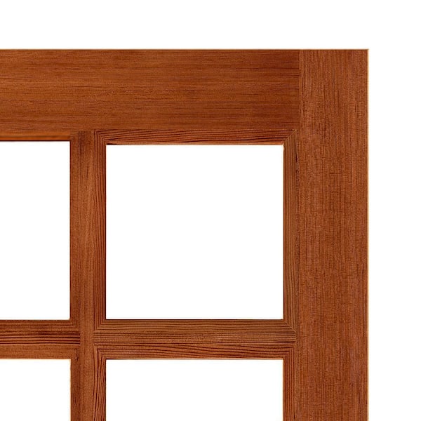 DIY RTA Kit 36 in. x 80 in. Right-Hand/Inswing 10 Lite Clear Glass Red Chestnut Stain Hemlock Wood Front Door