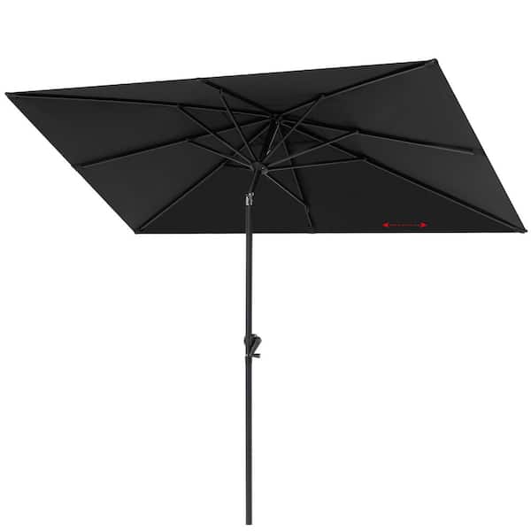 9 ft. x 5 ft. Aluminum Market Umbrella Tilt Patio Umbrella in Black