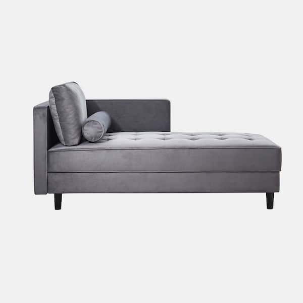 Grey Velvet Chaise Lounge