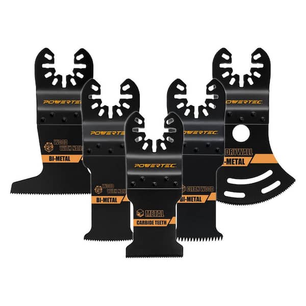 Oscillating Tool Blade Set (5-Piece), Bi-Metal & Carbide Multitool Blades for Cutting Metal, Nail-Embedded Wood, Drywall