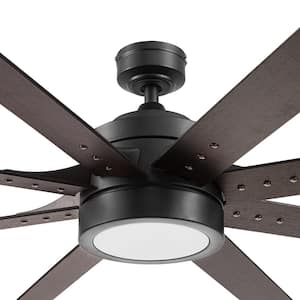 Xerxes 70 in. Indoor/Outdoor Black Color Changing LED Modern Ceiling Fan with Remote Control and Dual Finish Blades