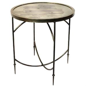 Shelly 22 in. Brass Wood End Side Table