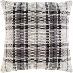 Mangus Charcoal Plaid Polyester Fill 20 in. x 20 in. Decorative Pillow