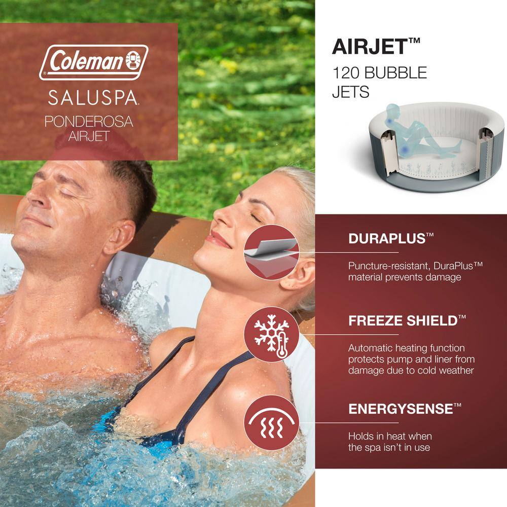 Coleman SaluSpa 4-Person Round Inflatable Hot Tub with Accessories