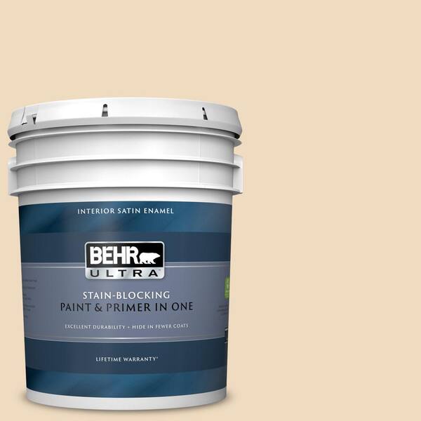 BEHR ULTRA 5 gal. #UL150-7 Light Incense Satin Enamel Interior Paint and Primer in One