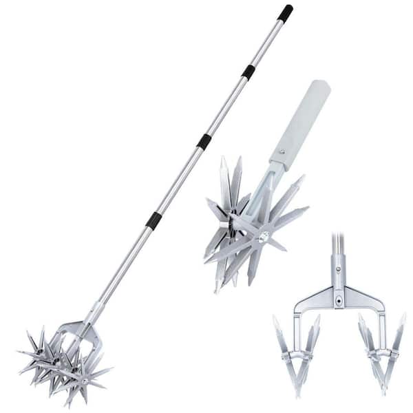 MISOPILY 58 in. 6-Tine Stainless Steel Handle Hand Cultivator with