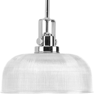 Archie Collection 1-Light Chrome Pendant with Clear Prismatic Glass