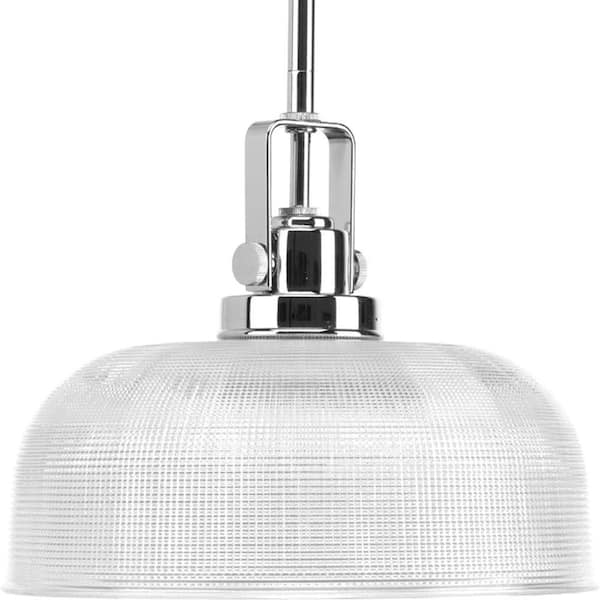 Progress Lighting Archie Collection 1-Light Chrome Pendant with Clear Prismatic Glass