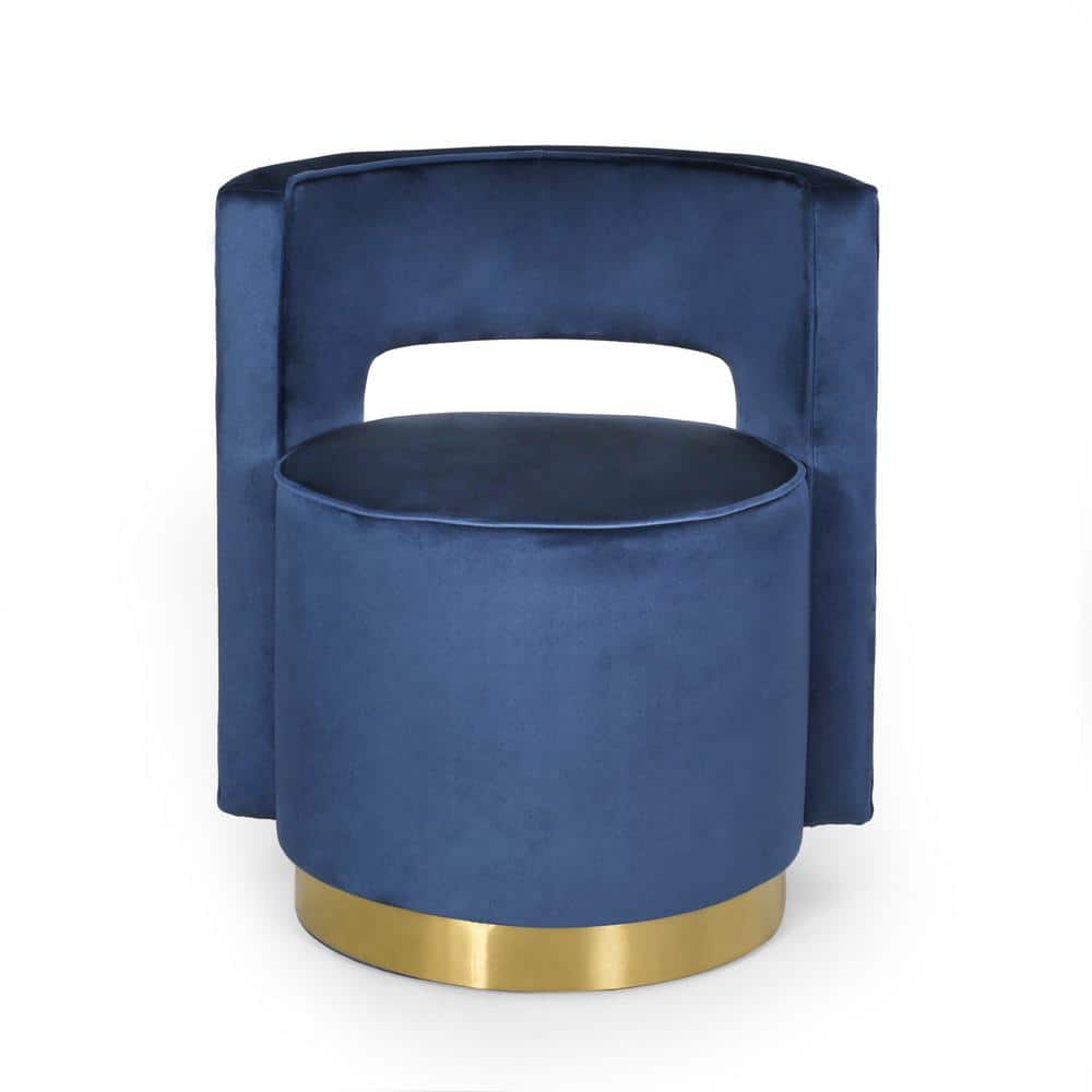 Cobalt and Copper Velvet Swivel Club Chair with Open Back