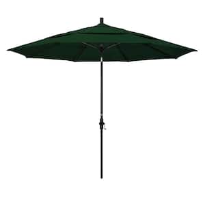 11 ft. Fiberglass Collar Tilt Double Vented Patio Umbrella in Hunter Green Olefin