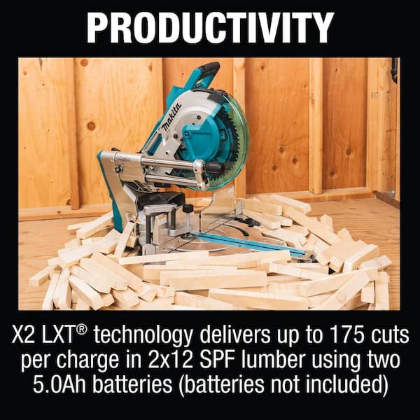 Makita XSL08PT 18V X2 LXT Lithium-Ion (36V) Brushless Cordless 12 Inch Dual-Bevel Sliding Compound Miter Saw Kit, AWS Capable and Laser (5.0Ah) with W - 2