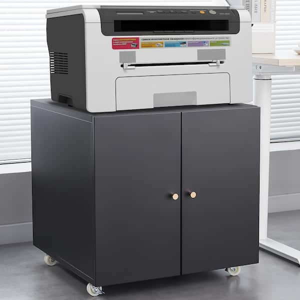 Black 23.62 in. H Office Furniture Copier Storage Cabinet with Mobile Wheel