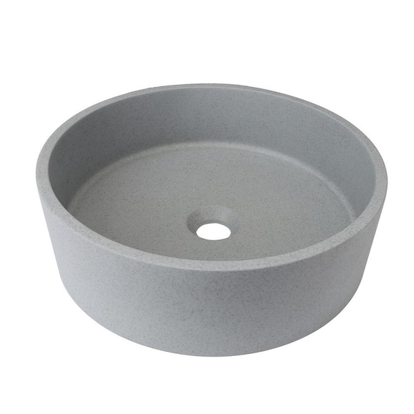 Boyel Living 15.35 in. L x 15.35 in. W Modern Style Cement Gray Concrete Round Bathroom Vessel Sink without Faucet and Drain