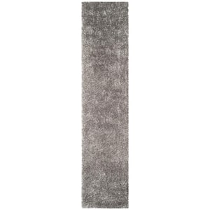 New Orleans Shag Gray 2 ft. x 12 ft. Solid Runner Rug