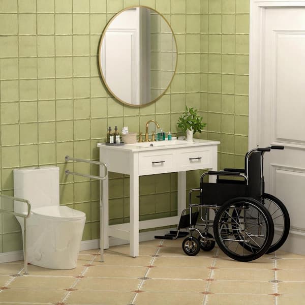 36 in. Freestanding White Bath Vanity with White Ceramic Top Unassembled, ADA Compliant