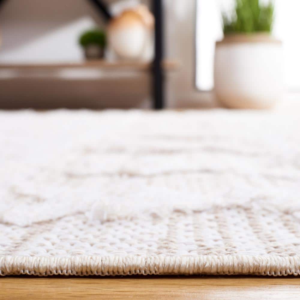 Ivory Hand-Tufted Wool Rectangular Area Rug, 3' x 5'