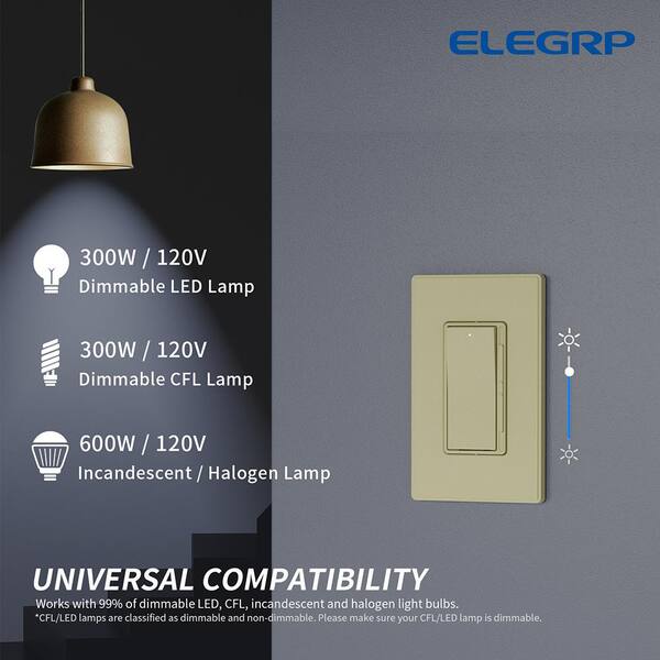 thumbnail interactive-video image 1 of ELEGRP Digital Dimmer Switch 2-Pack - 300W LED/600W Incandescent, Single Pole/3-Way, No Neutral Required 1 of 2