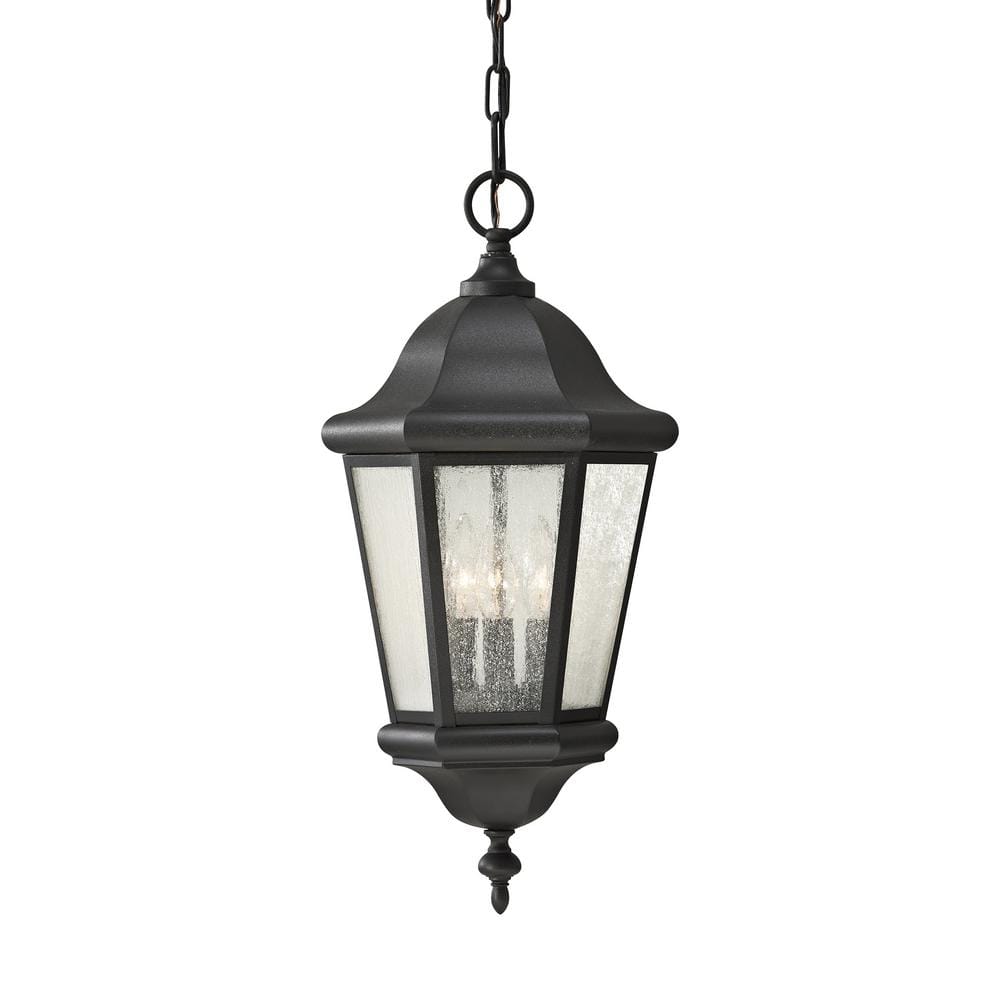 Generation Lighting Martinsville 3-Light Black Outdoor Pendant Light ...