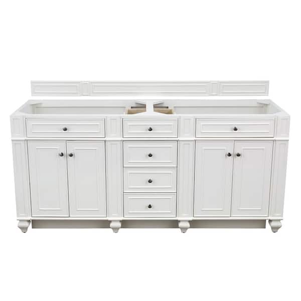 James Martin Vanities Bristol 72 in. W x 22.50 in. D x 32.8 in. H Double Bath Vanity Without Top in Bright White