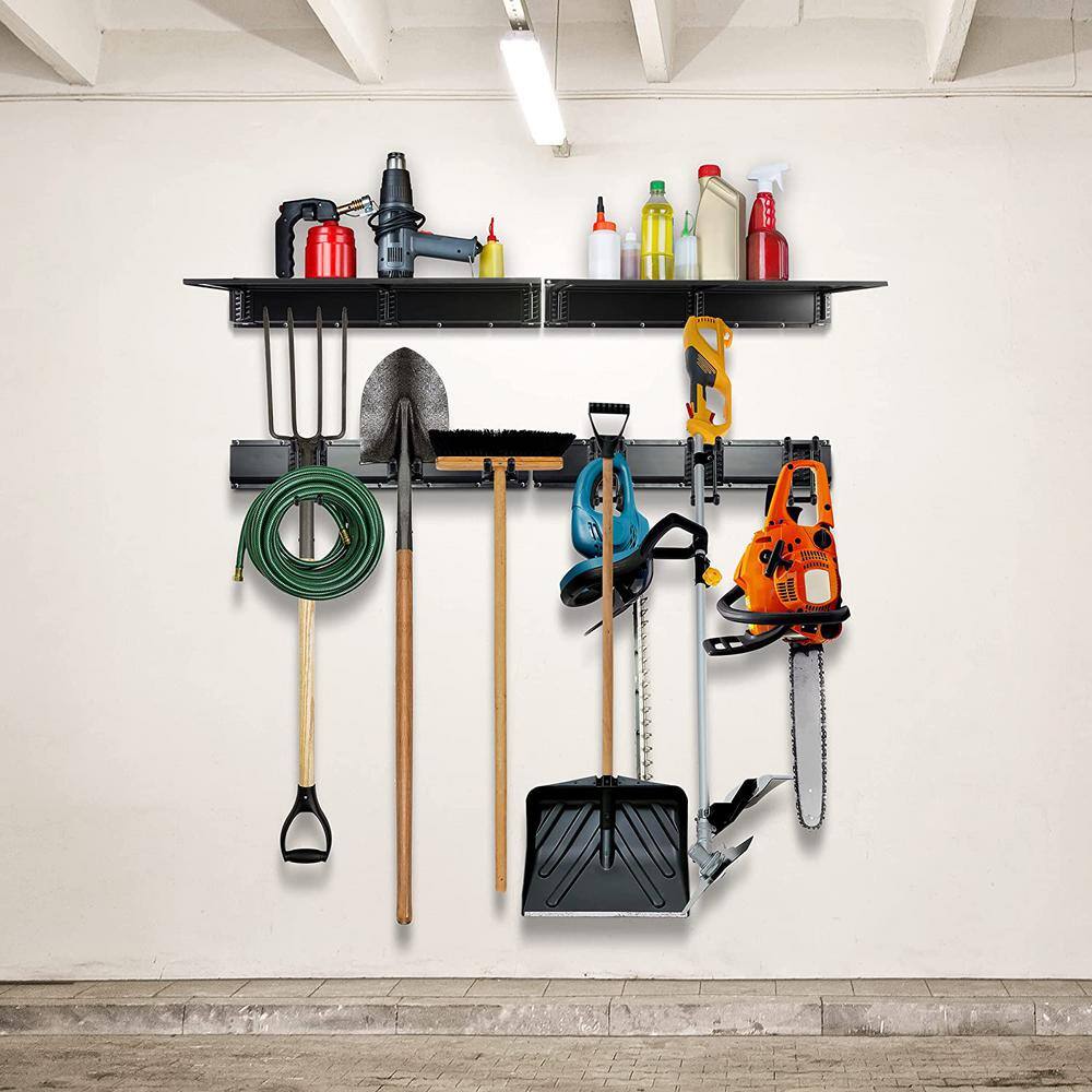 RaxGo Wall-Mounted Tool Racks with Storage Shelves and Hooks