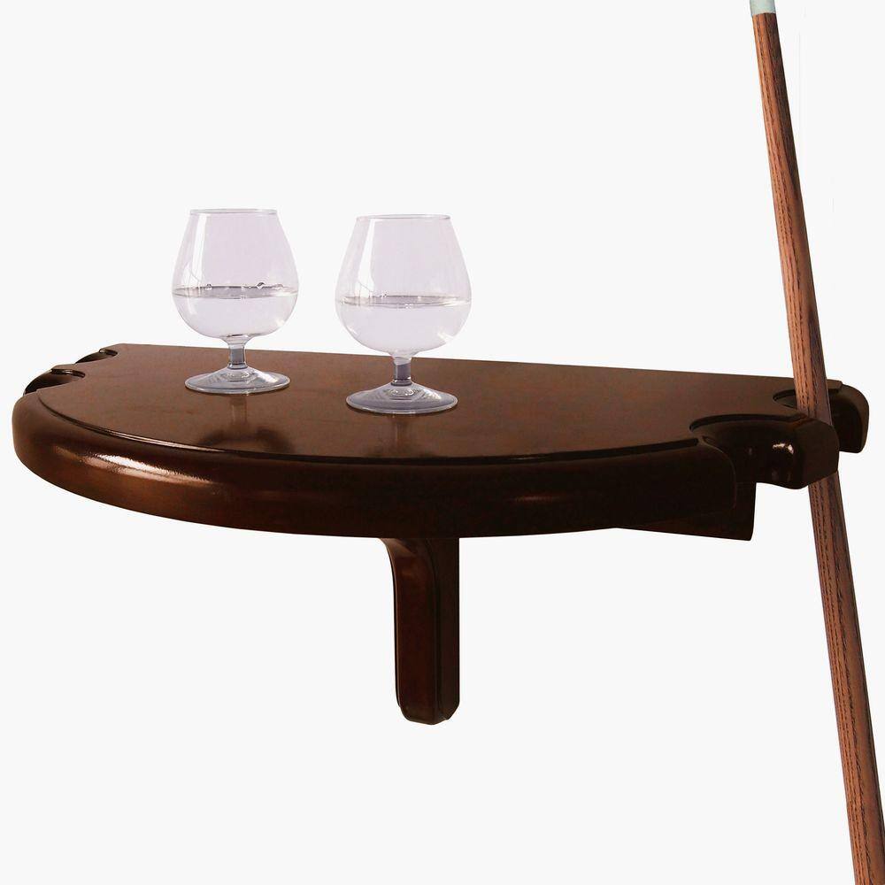 Walnut Wood Half Moon Game Room Wall Shelf with Cue Cutouts
