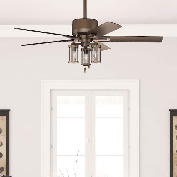 Hunter Lawndale 52 in. Indoor/Outdoor Satin Bronze Ceiling Fan with Light  Kit Included 51690 - The Home Depot